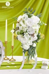 Alecono Wedding Bouquets for Bride, 9.8in Artificial White Bridal Bouquets fo…