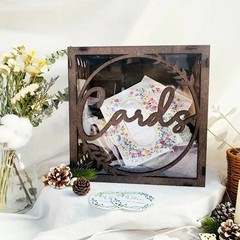 New CalmHome Dark Brown Wedding Card Box Rustic Window Gift Holder Reception