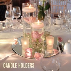 Round Mirror Centerpieces for Tables – 8 Inch Glass Trays, Candle Holders, 12 Pa