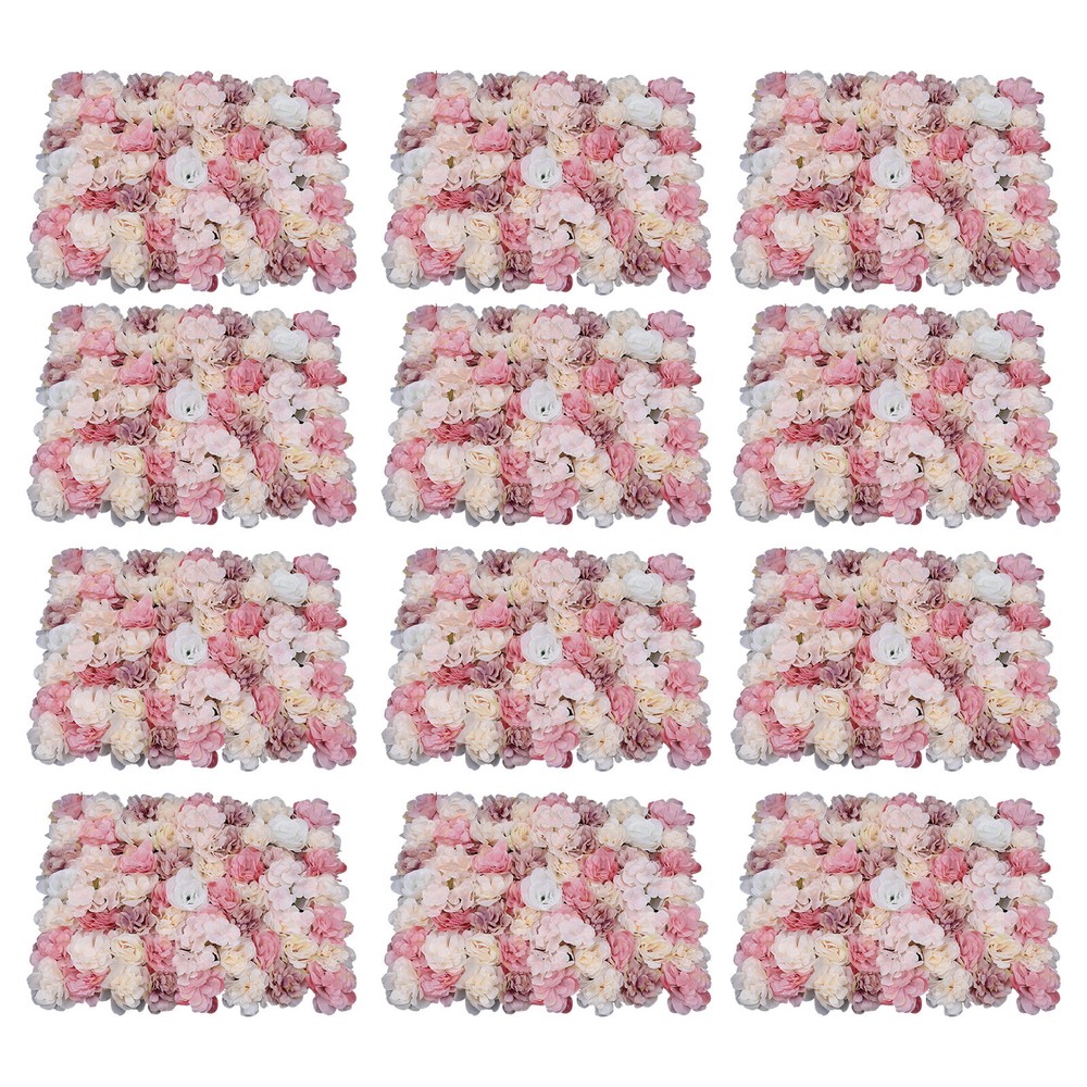 12pcs Artificial Flower Wall Panel SPlastic Wedding Backdrop Decor 16»x24»