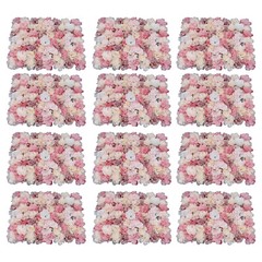 12Pcs Artificial Silk Fabric Flower Wall Panel Banquet Wedding Party Decor