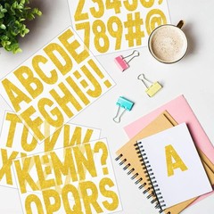 24 Sheets Large Gold Letter Stickers 4 Inch Big Font 282 Pcs Glitter Alphabet…