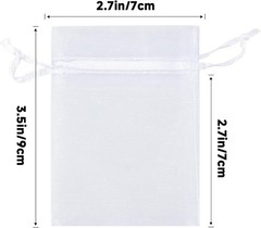 50Pcs Organza Bags, 2×3 inch Gift Favor Bags, White Wedding Favor Bags, Jewel…