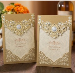 Gold Business Party Wedding Invitation Day Invite Card Laser Cut Personalised