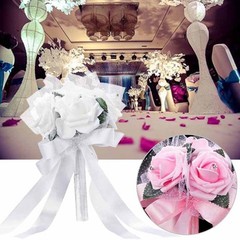 Hand Bunch Bridal Holding Flower Artificial Rose Silk Bouquet Bridesmaid Decor