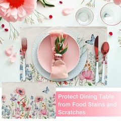 Seliem Spring Anemone Flower Placemats Set of 4, 12»X18»,
