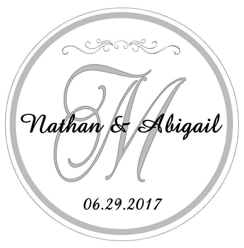 SILVER MONOGRAM WEDDING FAVORS BRIDAL SHOWER TAGS STICKERS LABELS 4 YOUR FAVORS