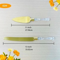 Timeless Cake Server Set – Gold Stainless Steel Knife & Crystal Handle Gift Idea