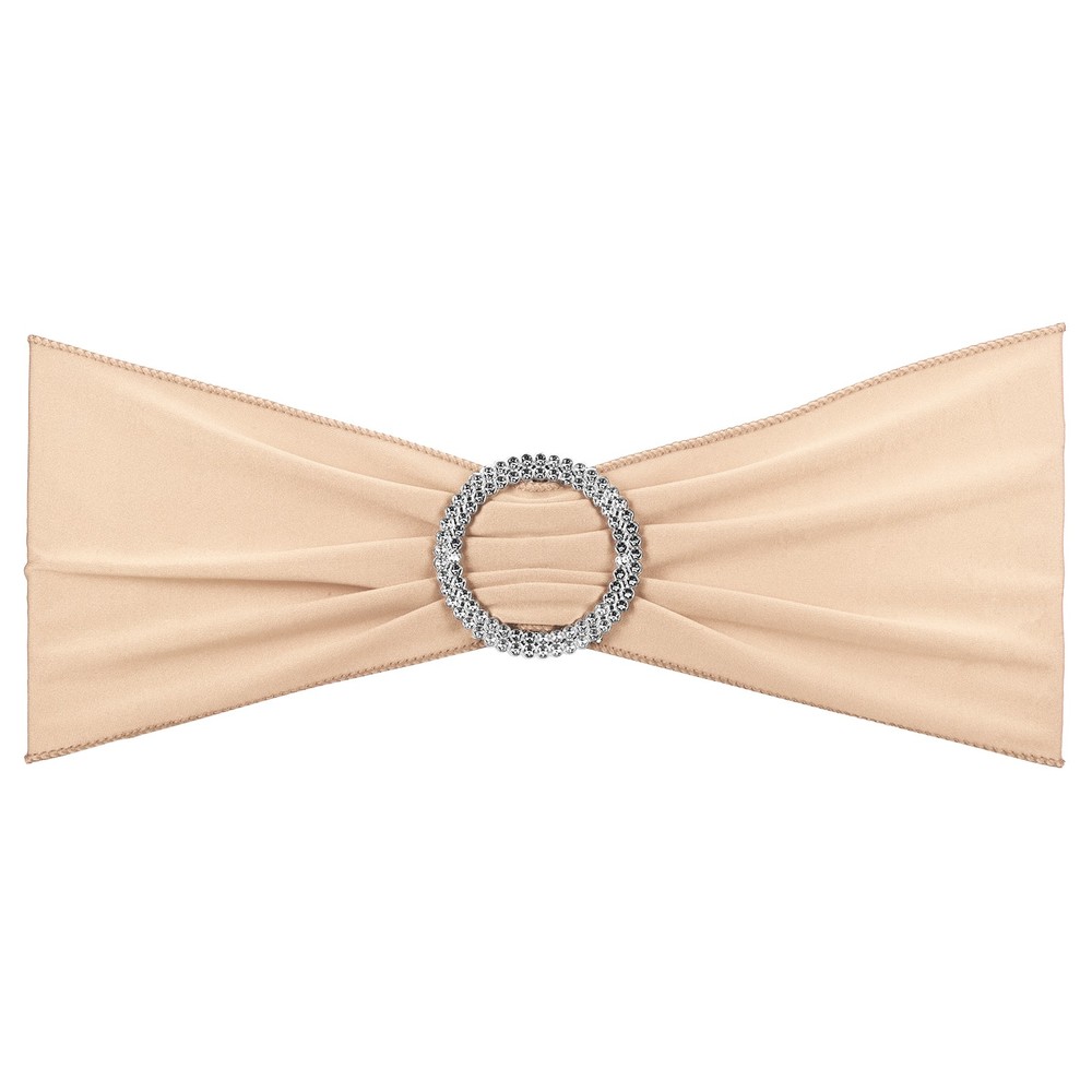 10Pcs 14″x5″ Stretch Chair Sashes Bows Chair Bands Sash with Buckle Champagne