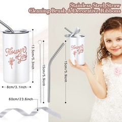 Yungyan Flower Girl Gift Cup Tumbler Water 12 Ounces, White