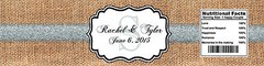 100 Burlap Silver Glitter Monogram Wedding Water Bottle Labels Anniversary Party