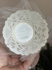 VTG Wedding Cake Topper Plastic Lace Made USA Clear Floral Back 8.5”
