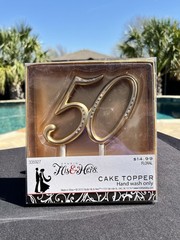 Studio His & Hers 50 th anniversary gold with rhinestones cake topper numbers