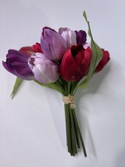 Hallmark Silk Bridal Wedding Easter Spring Bouquet 9″L Tulip Red Purple Lavender