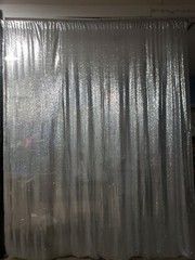 SILVER 8 ft x 8 ft Sequined Backdrop Curtain Wedding Party Booth Decorations