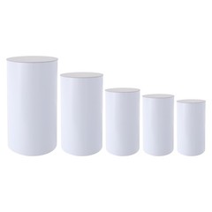5Pcs White Wedding Round Cylinder Stands Round Display Cylinder Pedestal Stands