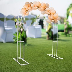 Elegant 8.53ft White Metal Wedding Arch with Sturdy Base for Events