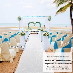 ShiDianYi Sequin Aisle Floor Runner – 4Ft x 20Ft White Wedding Aisle Runner