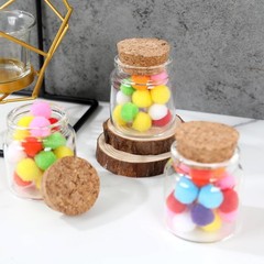 Magic Season Decorative Round Glass Bottles with Cork Stoppers (2 1.7 fl oz.