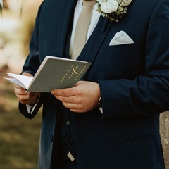 Elegant Velvet Wedding Vow Books With Gold Foil Lettering His and Hers Vow Books