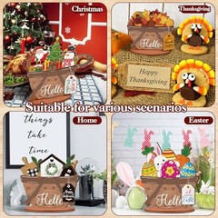 42 Pcs Small Interchangeable Easter Decor Holiday Seasonal Wooden Flower Basket