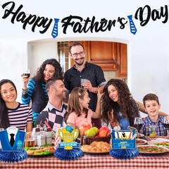 Happy Father’s Day Decorations Banner Table Honeycomb Centerpiece for Party, 3D