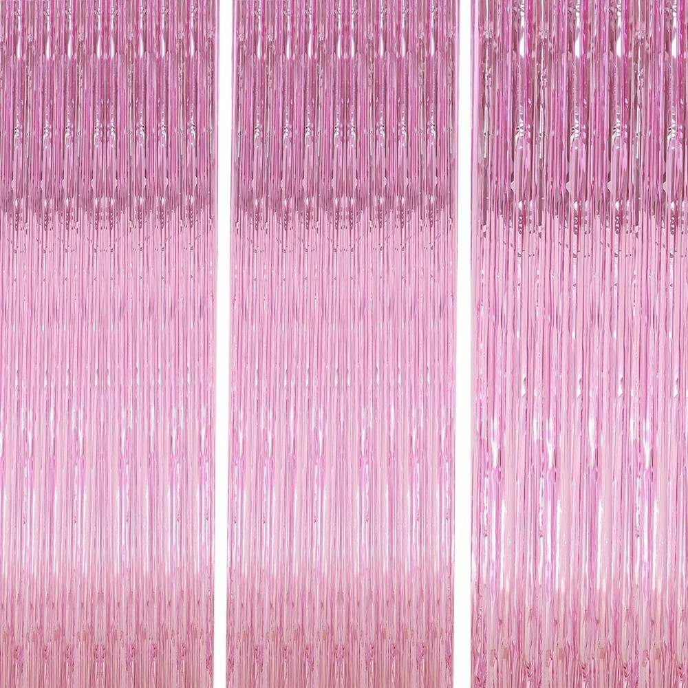 TenLaitech Curtain Pink Foil Backdrop, 3 PCS 3.3 x 9.9 ft, for Galentines Day…