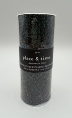Place & Time Halloween Tulle 100% Polyester 6″ x 8 yds Green Glitter w/Stars