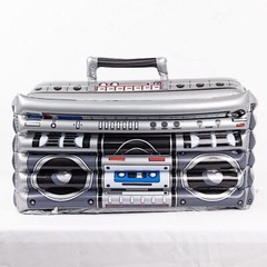24″ x 12″ Silver Inflatable 80’s Themed Boom Box Party Drinks Cooler Events Home