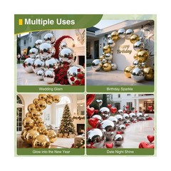Silver 6PCS Inflatable Mirror Ball,Reusable PVC Mirror Balls Large Event Deco…