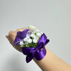2 Set Purple Artificial Flower Calla Lily Flowers Corsage and Boutonniere for We