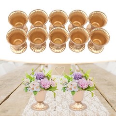 10 Pcs Trumpet Gold Metal Vases Wedding Party Centerpieces Retro Decor Vase