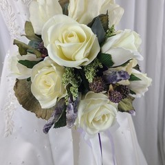 Tulip and Amethyst Garden Faux Silk Wedding Bouquet