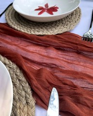 Terracotta Cheesecloth Table Runner 10 Ft 1 Pcs Gauze Table Runner 120″ x 35″
