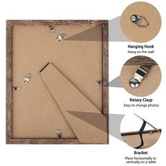 8×10 Brown Picture Frames Set of 4, Display Pictures 6×8 with Mat or 8×10 Wit…
