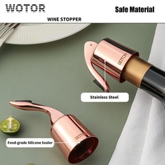 WOTOR Stainless Steel Wine Bottle Stoppers with Silicone – 2 Pack, Rosegold-2