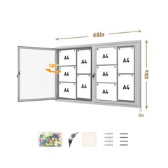 Mifuro 48″x30″ Enclosed Bulletin Board, Outdoor Lockable Weather-Resistant Al…