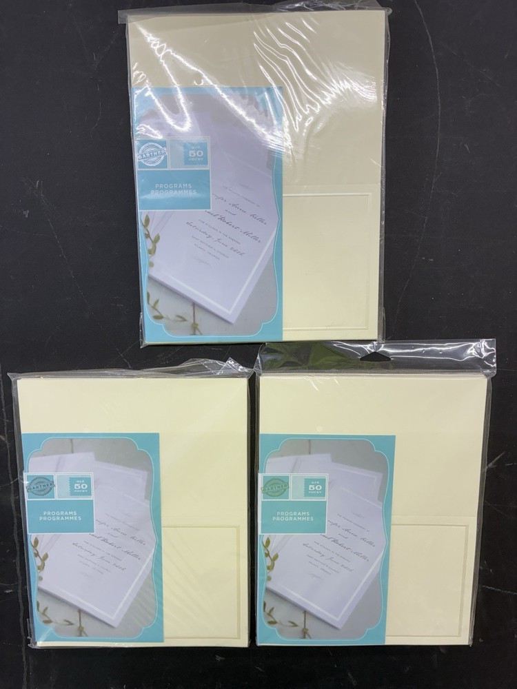 3 New GARTNER PROGRAMS 50 COUNT HALF FOLD PROGRAM PAPER NEW/SEALED