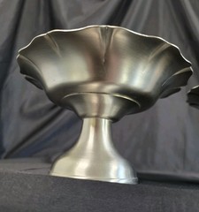 Martha Stewart Satin Pewter Pillar Candle Stands Set of 2 Fluted Pedestal Metal