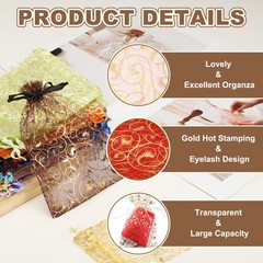 50Pcs Organza Bags 2.8×3.5 Inch Candy Bags Mesh Bag Jewelry Bag Red