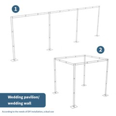 10ft Heavy Duty Wedding Ceremony Canopy Chuppah Backdrop Stand Kit Height Adjust