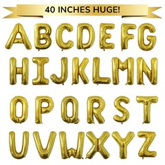 Letter Balloons Gold Party Balloon – 40 Inch Large Gold Letter N Balloon, Let…