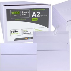 Winlyn 1000 Pcs Bulk A2 Invitation Envelopes in 1000 pcs white, White