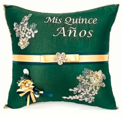 NEW! Quinceanera Kneeling pillow Champagne with gold – Cojin para quinceanera