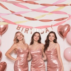 Crepe Paper Streamers Party Decorations, 6 Rolls Pink Rose Gold Party rose gold