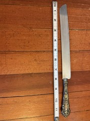 Vintage Sheffield England 24KT Gold Plated Serrated Knife w/ Box Ornate Handle!
