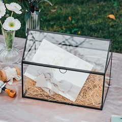 Black Glass Cards Box with lid for Wedding, Birthday, Party Reception – 10.2x…
