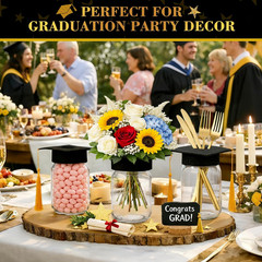 6 Sets 2026 Graduation Centerpieces for Tables, Mason Jar Centerpieces with Grad