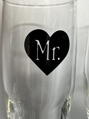 Mr and Mrs Champagne Toasting Flutes Bride Groom Wedding Wine Glasses 8.75”