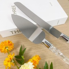 Elegant Cake Knife and Server Set Stainless Steel with Crystal Handle – Perfe…